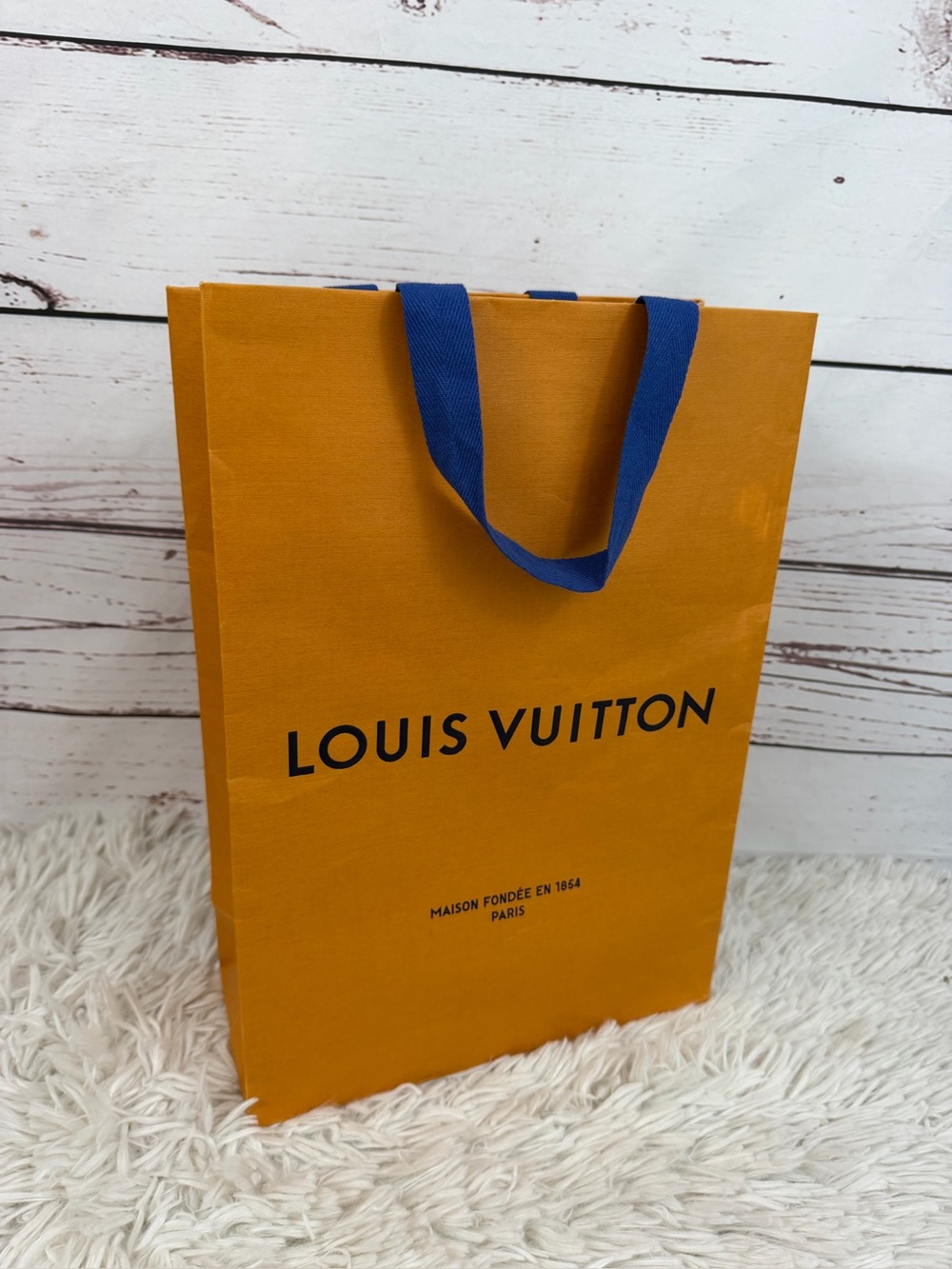 Authentic Louis Vuitton Medium Paper Shopping Gift Bag Imperial Saffron